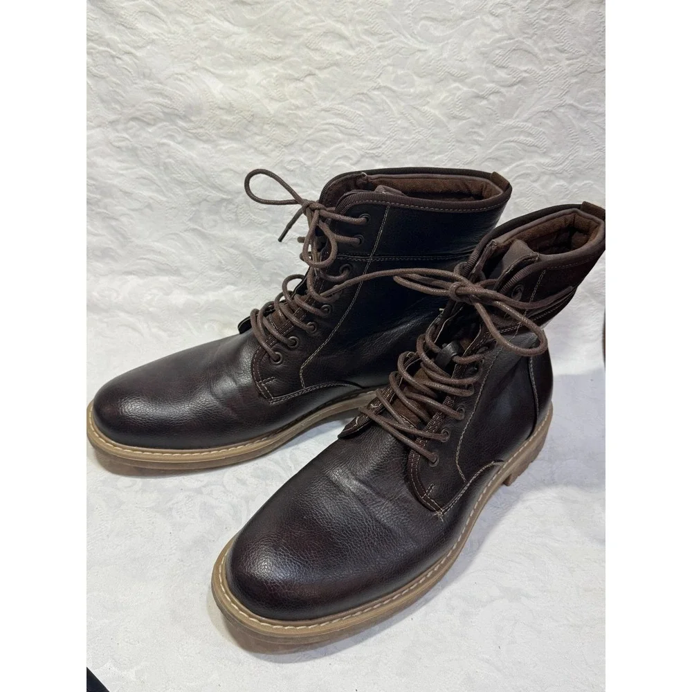 Madden M-Nova Men‎ 9.5M Brown Leather Lace Up Combat Boots Casual Work